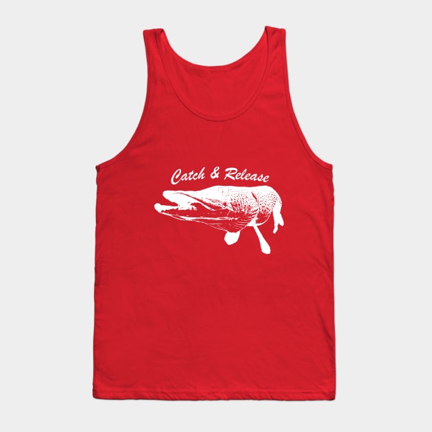 Catch and Release Series, Pike, White color Tank Top by BassFishin